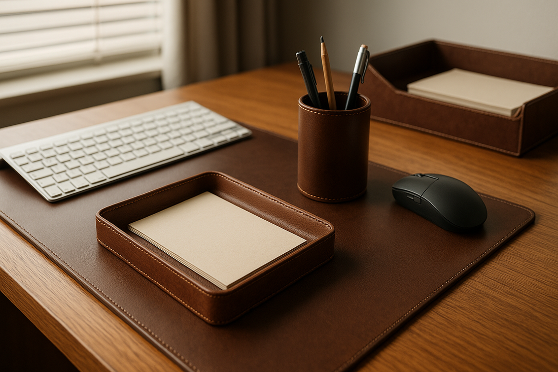 Premium-Schreibtisch-Accessoires aus Leder: So wird dein Homeoffice stilvoll, ruhig und organisiert