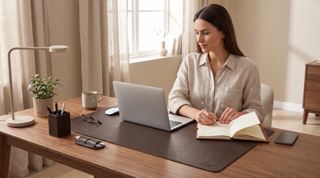 Premium-Schreibtisch-Accessoires aus Leder: So wird dein Homeoffice stilvoll, ruhig und organisiert