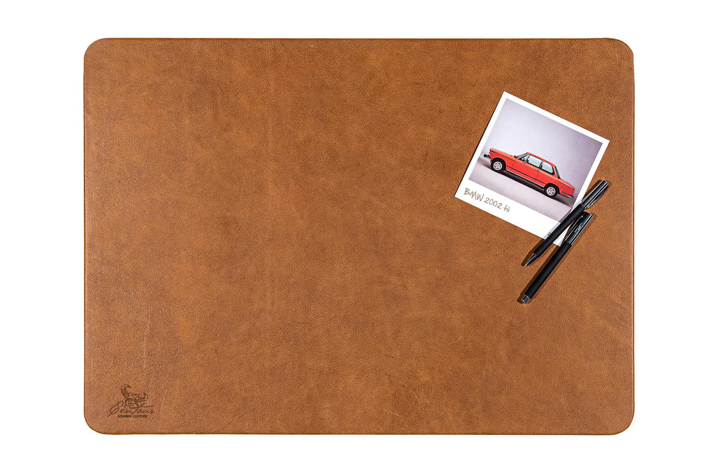 Schreibtischunterlagen 55x80cm in Cognac Vintage