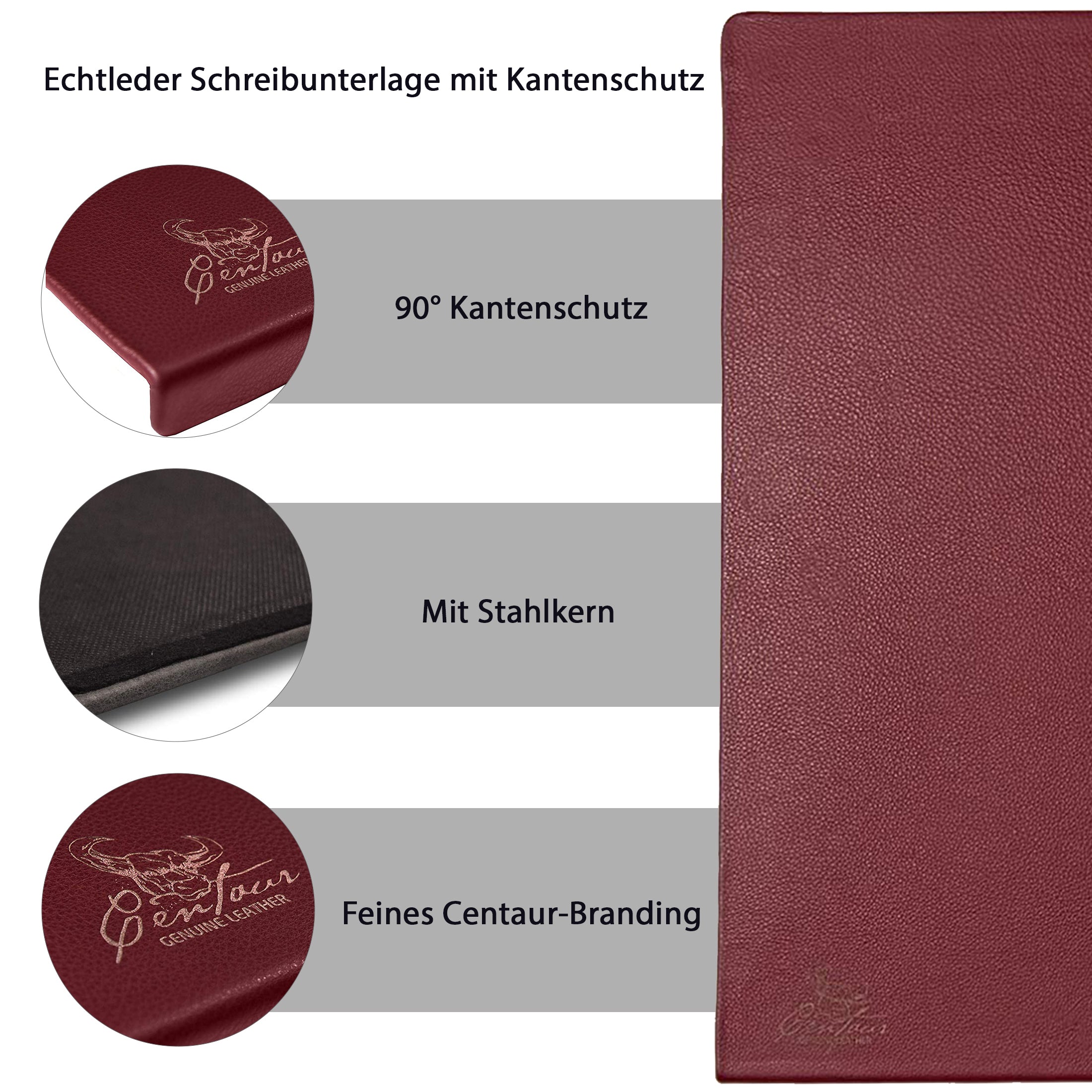 Schreibtischunterlagen mit Kantenschutz 55x80cm in Weinrot