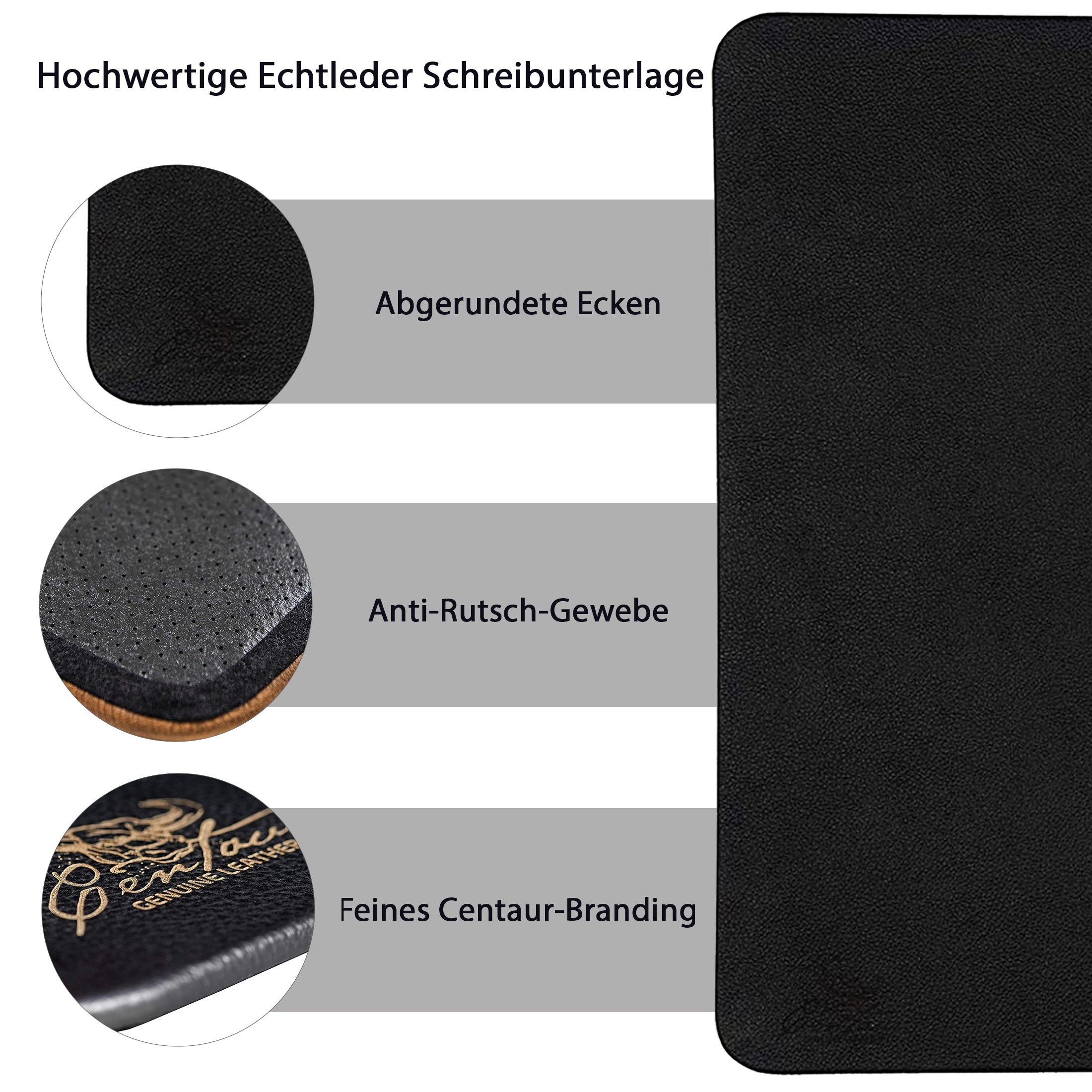 Schreibtischunterlagen 55x80cm in Schwarz