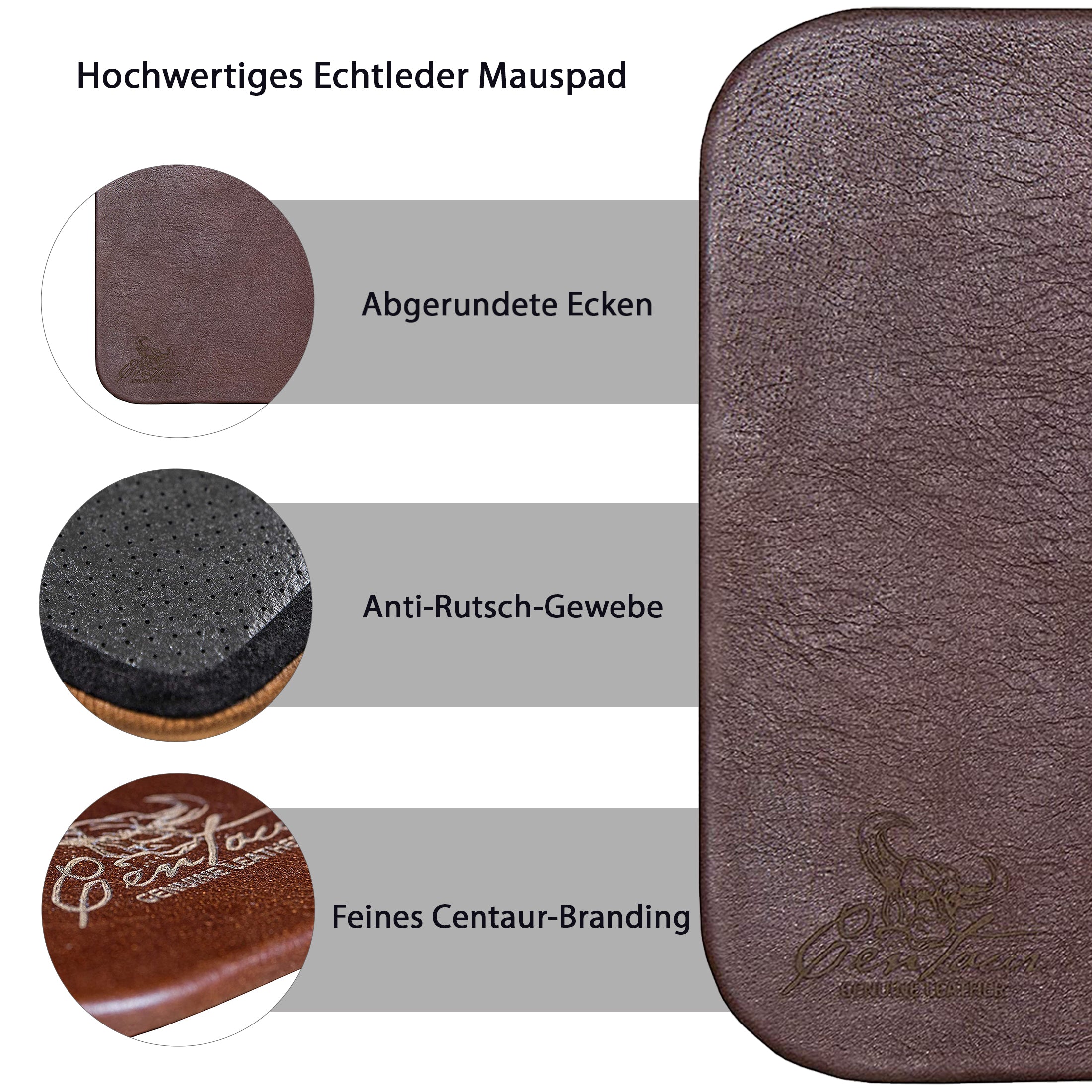 Mousepad 25x18cm in Nussbraun