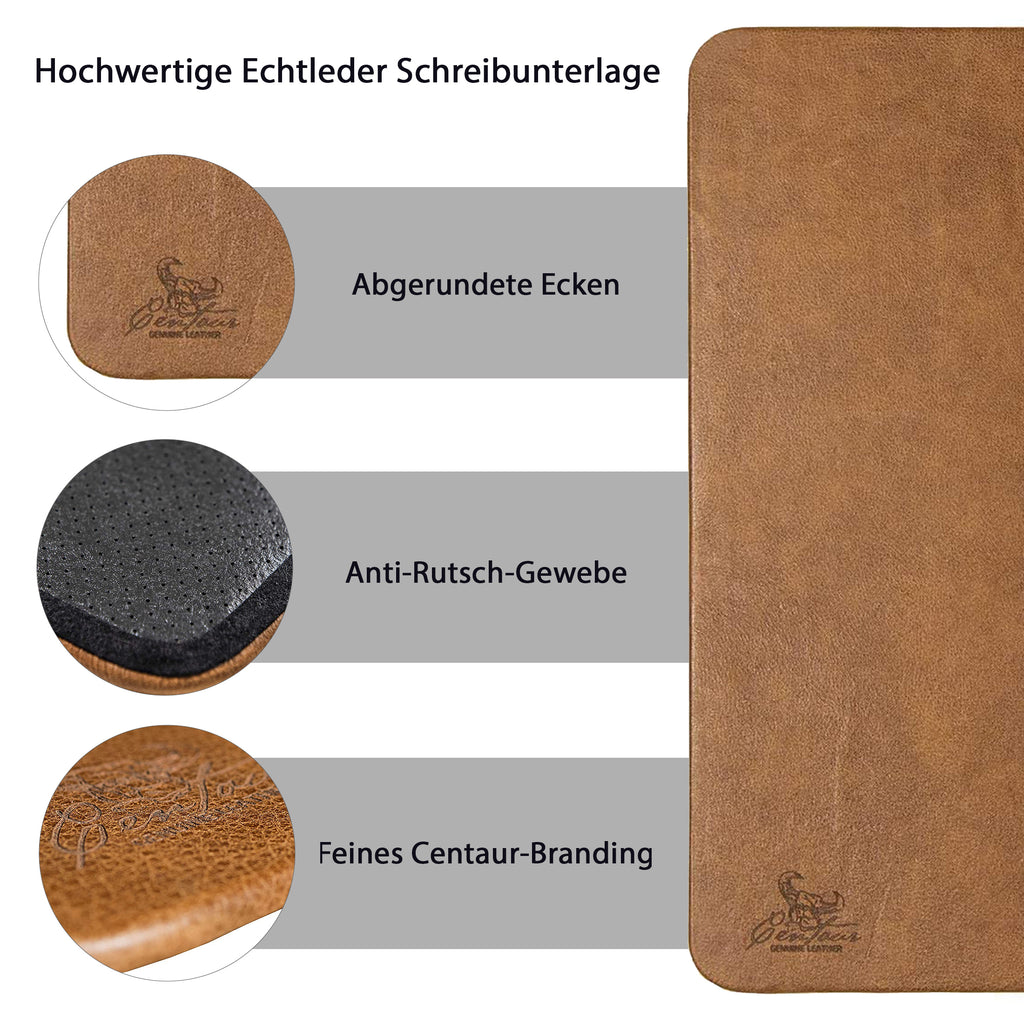 Schreibtischunterlagen 55x80cm in Cognac Vintage