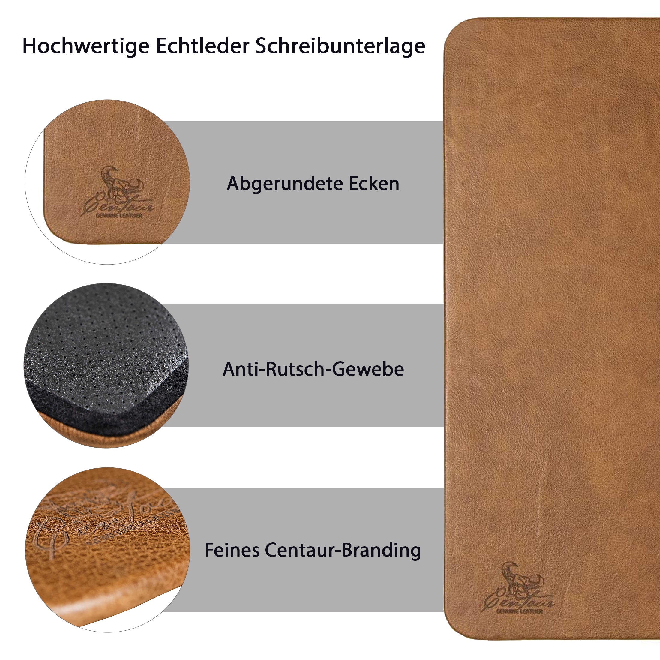 Schreibtischunterlagen 55x80cm in Cognac Vintage