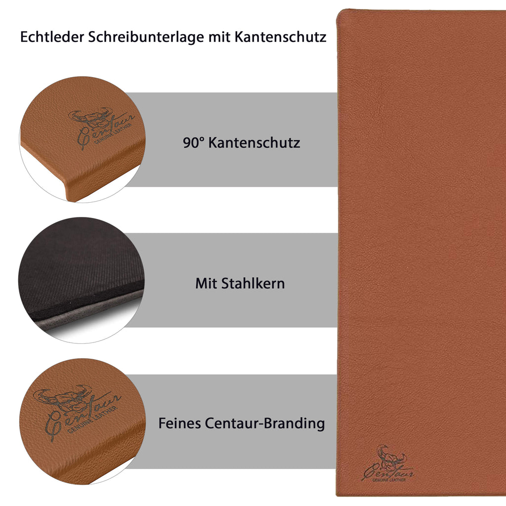 Schreibtischunterlagen mit Kantenschutz 55x80cm in Cognac