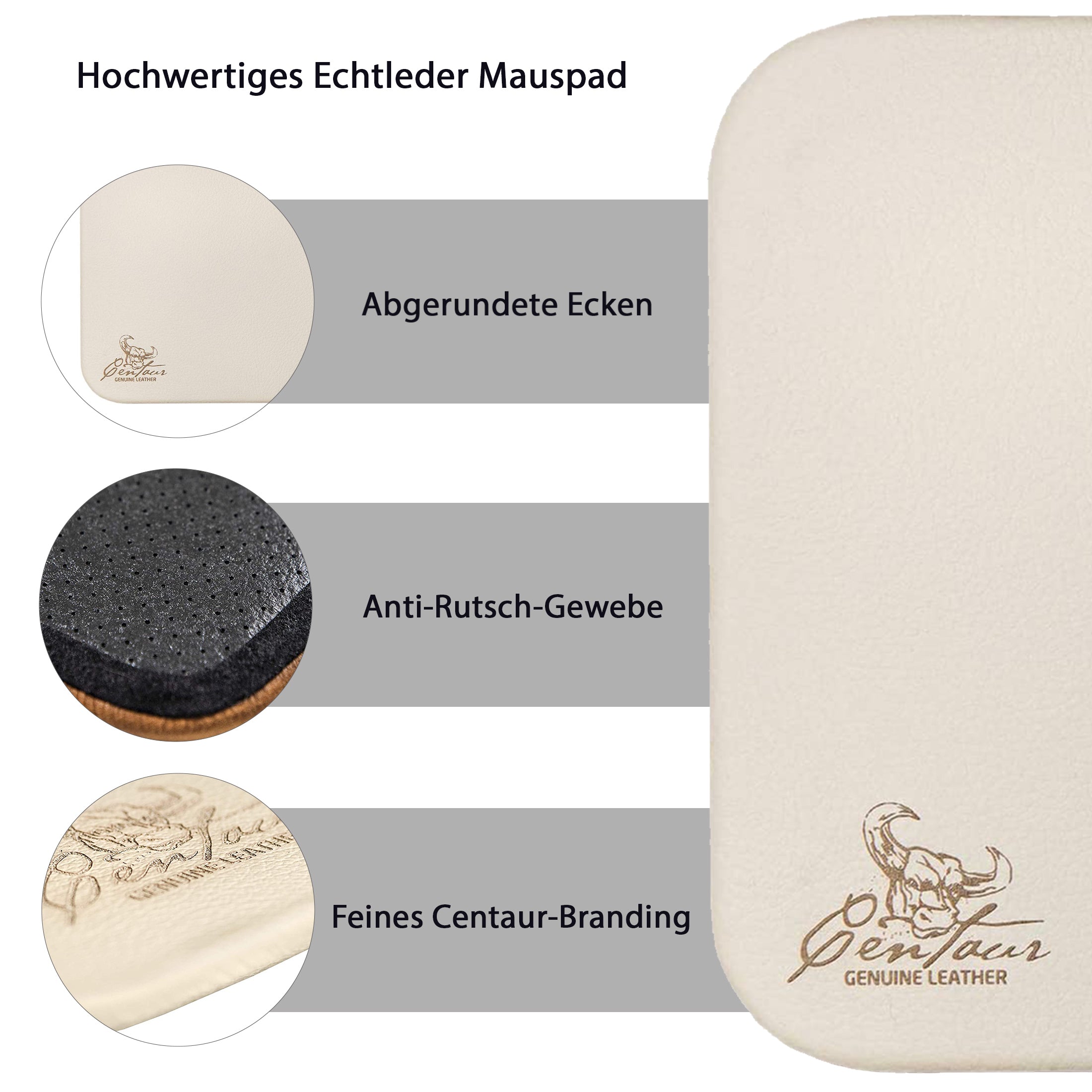 Mousepads der Marke Centaur, 25x18, handgefertigt, Leder