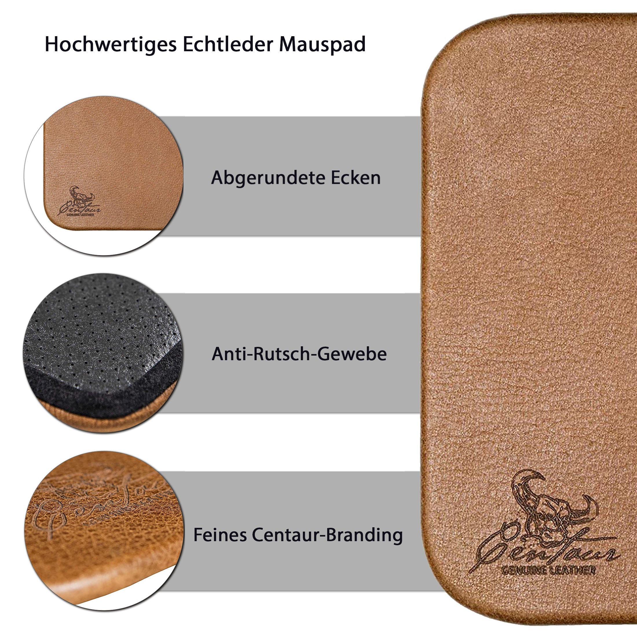 Mousepad 25x18cm in Cognac Vintage
