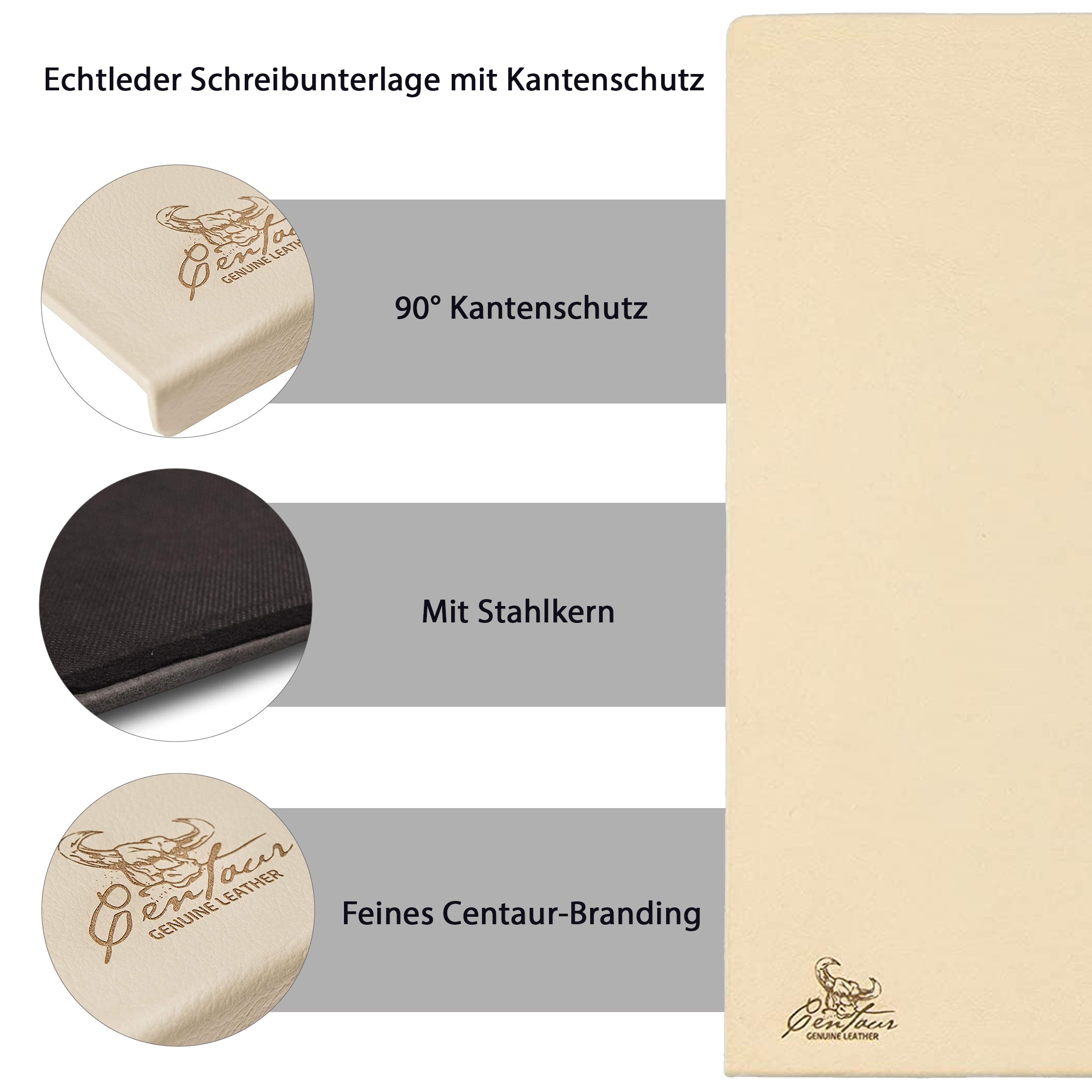 Schreibtischunterlagen mit Kantenschutz 55x80cm in Champagner