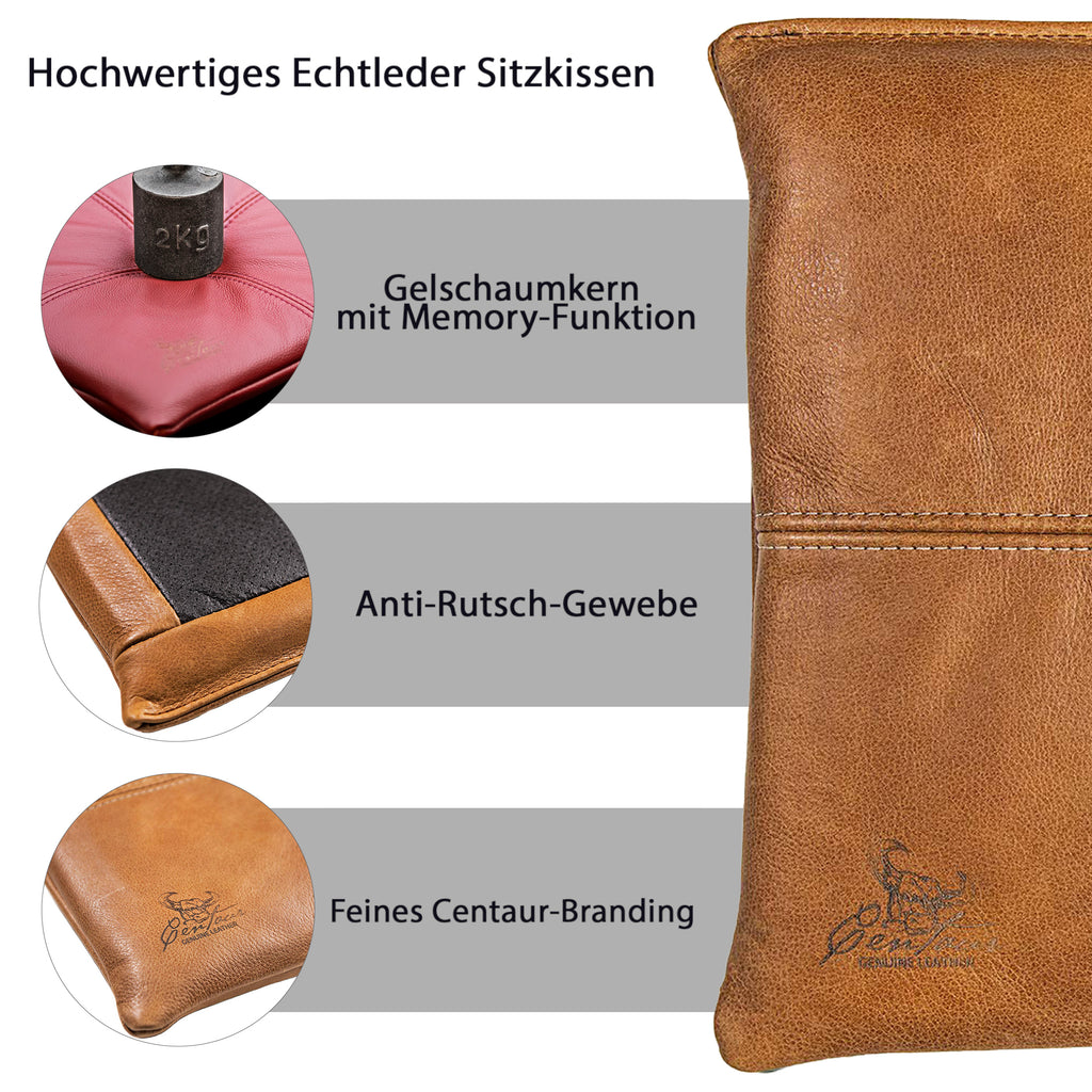 Sitzkissen 35x35cm in Cognac Vintage