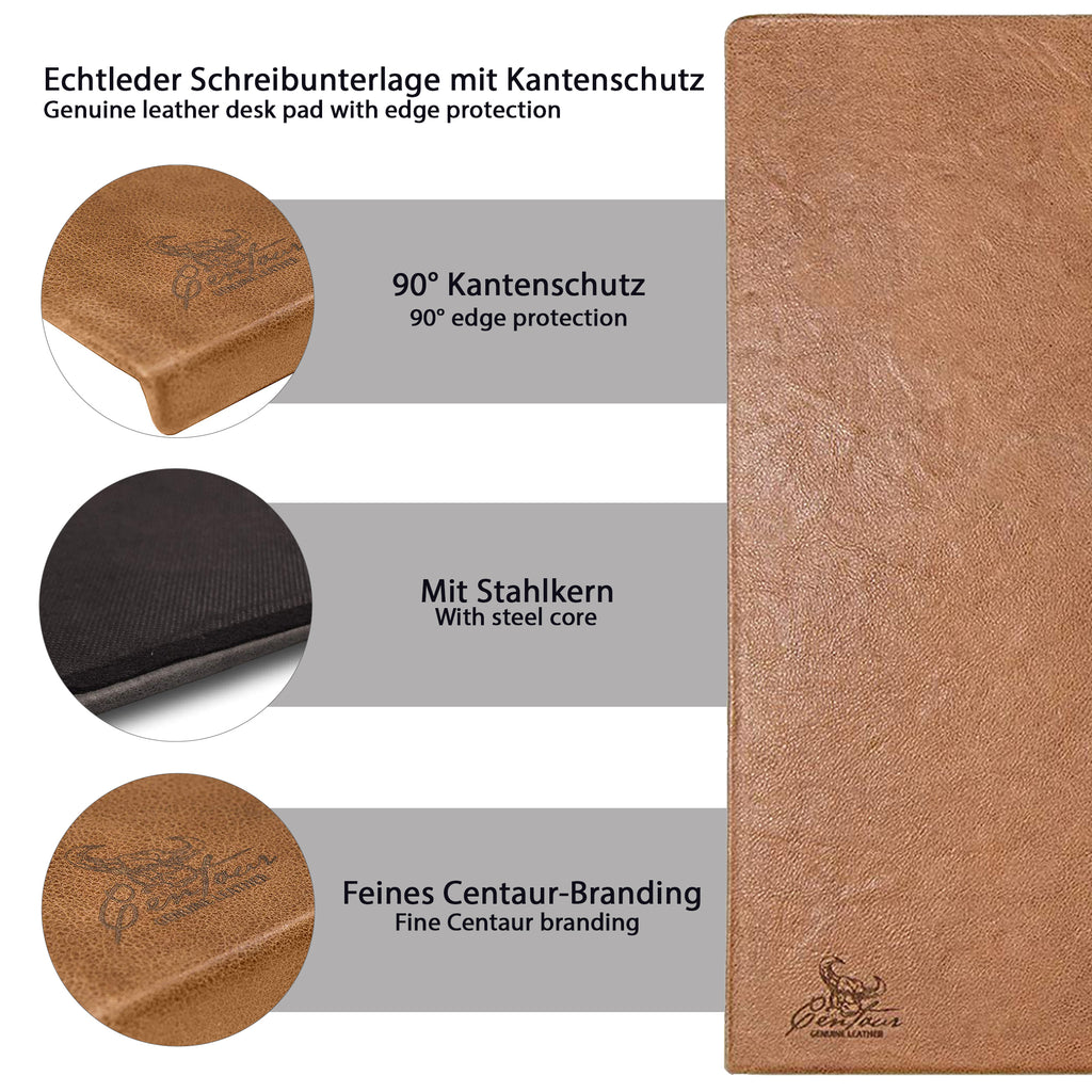 Schreibtischunterlagen mit Kantenschutz 55x80cm in Cognac Vintage
