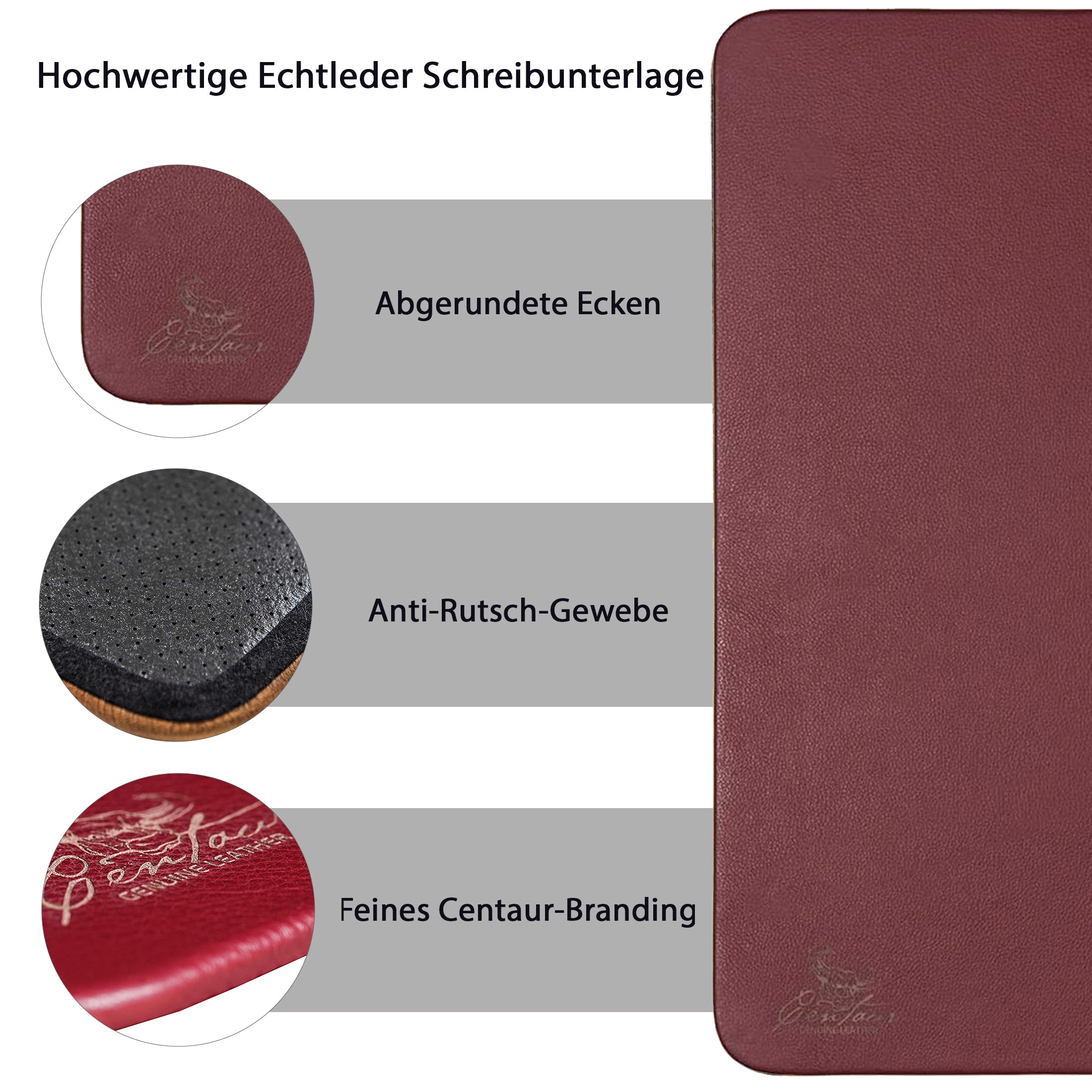Schreibtischunterlagen 50x70cm in Weinrot