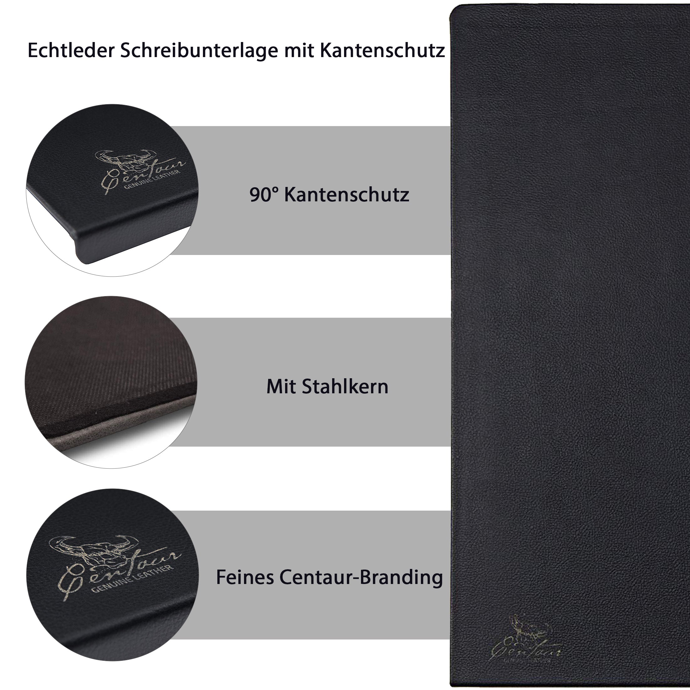 Schreibtischunterlagen mit Kantenschutz 55x80cm in Schwarz