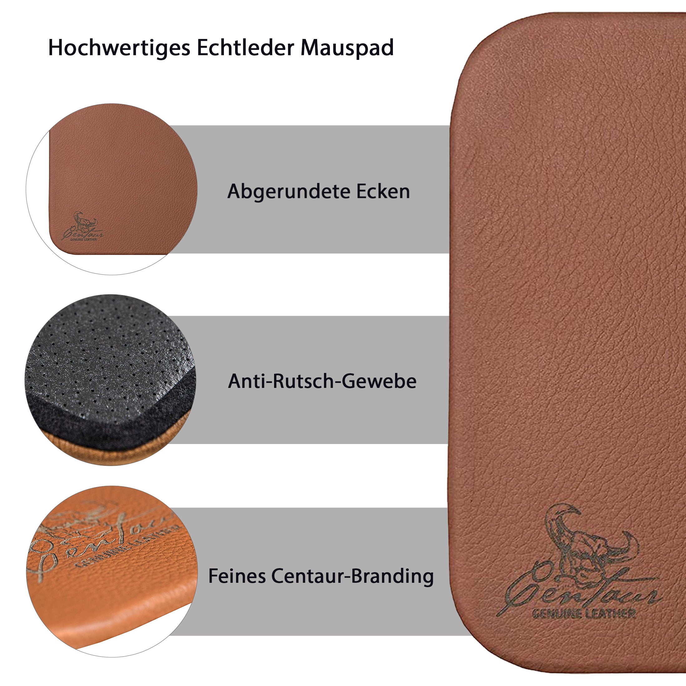 Mousepad 25x18cm in Cognac