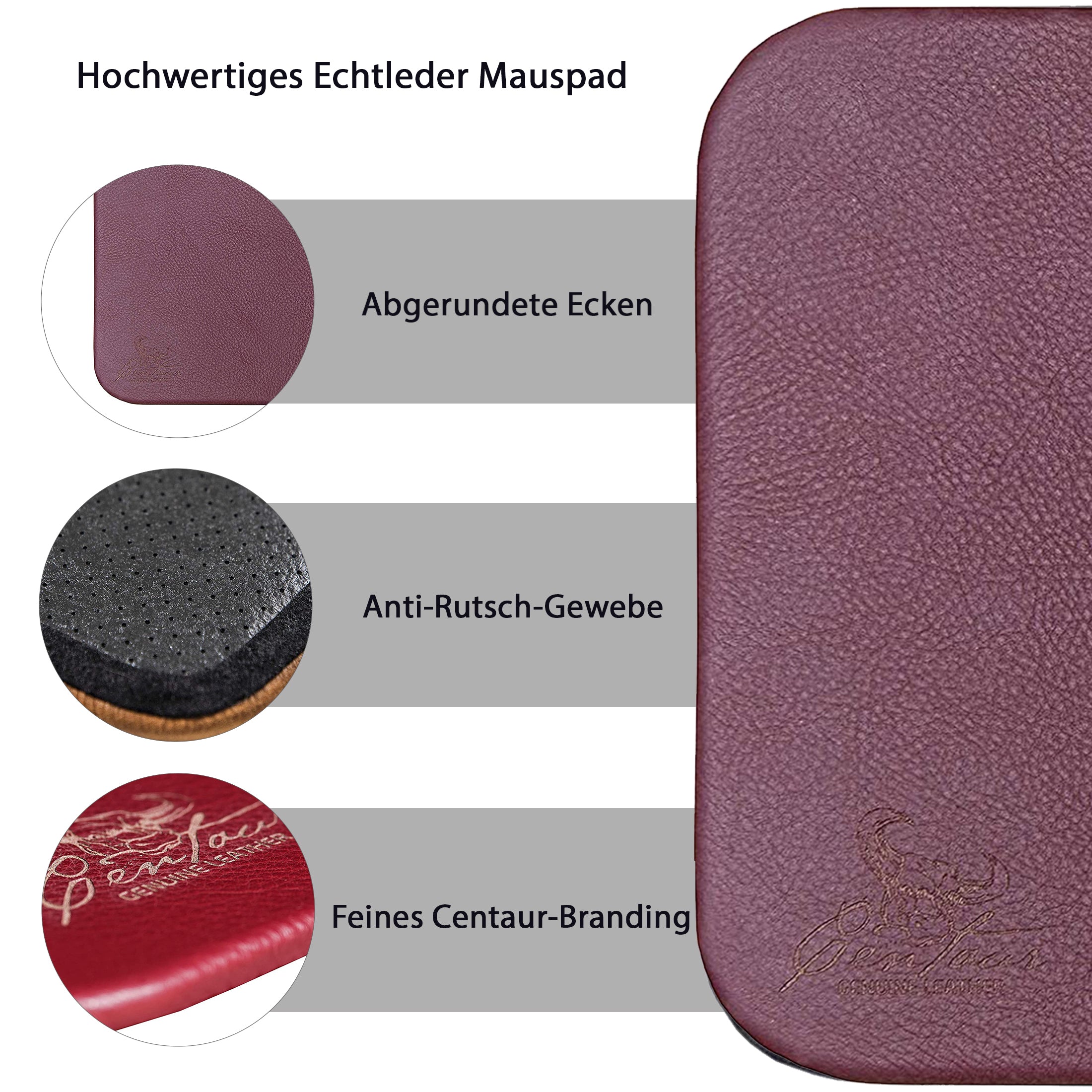 Mousepad 25x18cm in Weinrot