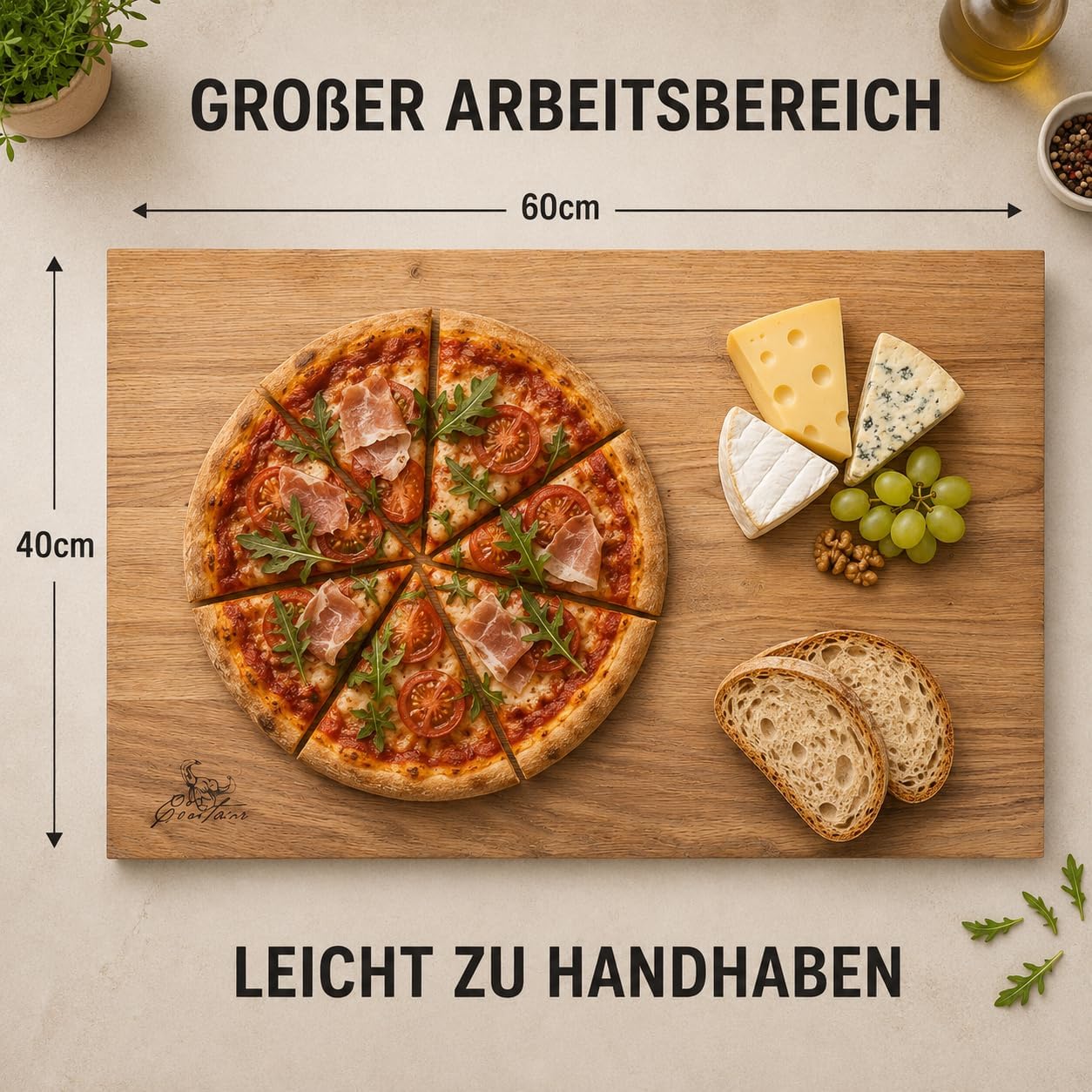Massivholz Schneidebrett 60 x 40 cm Eiche