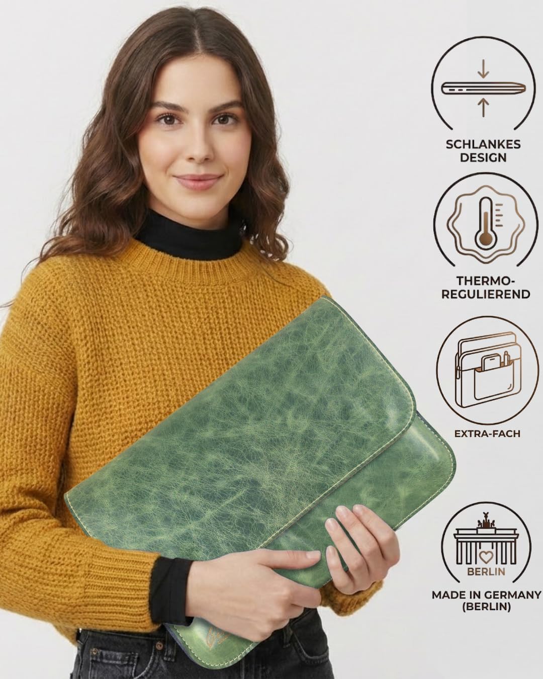 Laptop Tasche 14" in Smaragdgrün