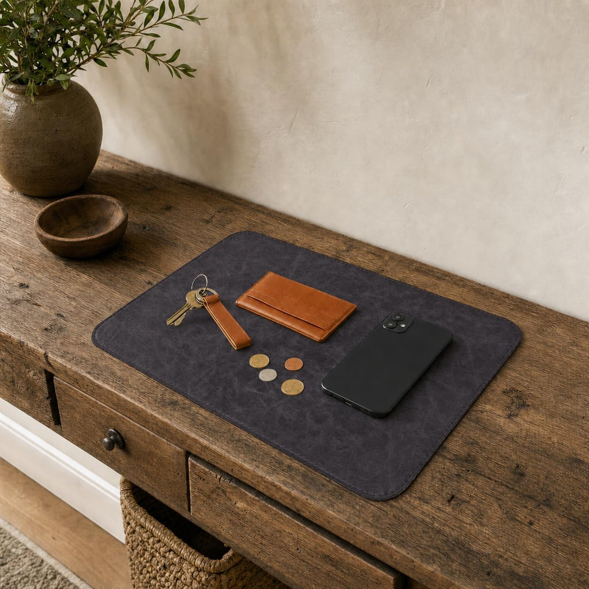 Ledermatte 45x30cm in Basaltgrau