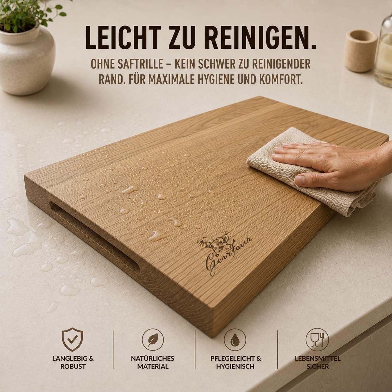 Massivholz Schneidebrett 60 x 40 cm Eiche