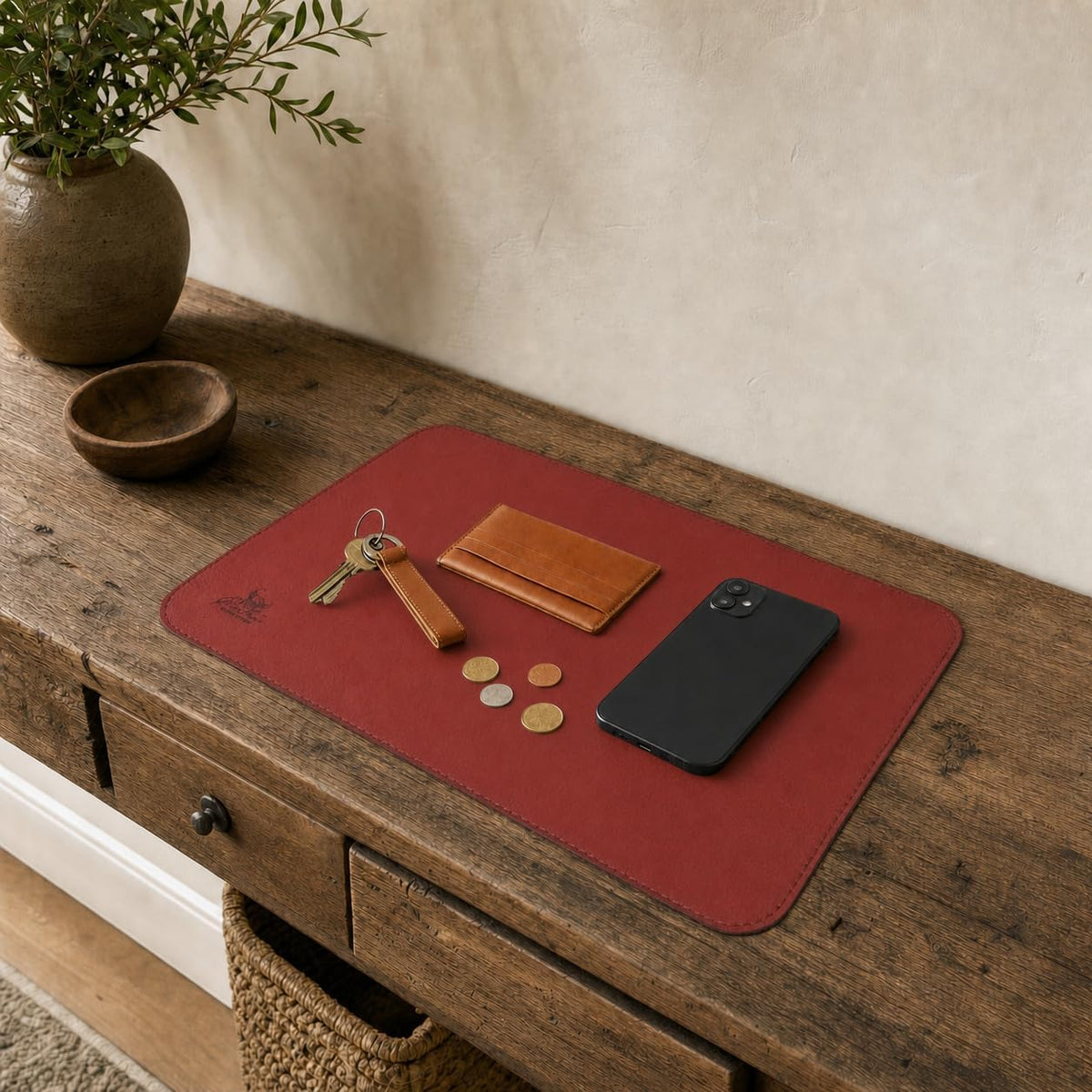 Ledermatte 45x30cm in Cognac