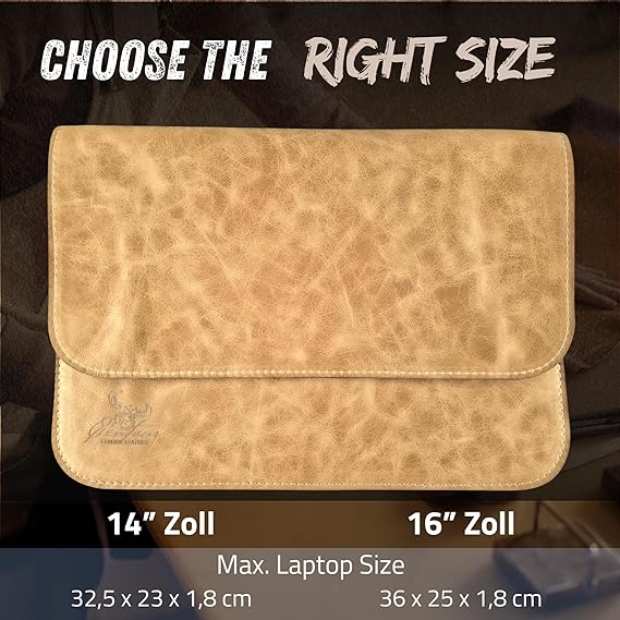 Centaur Premium Laptop Tasche aus echtem italienischen Leder & 100% Wollfilz