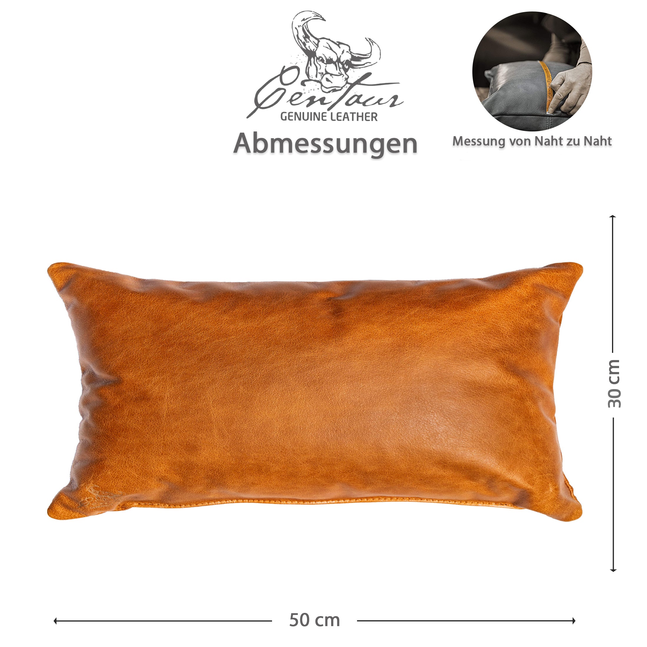 Sofakissen 50x30cm in Cognac Vintage